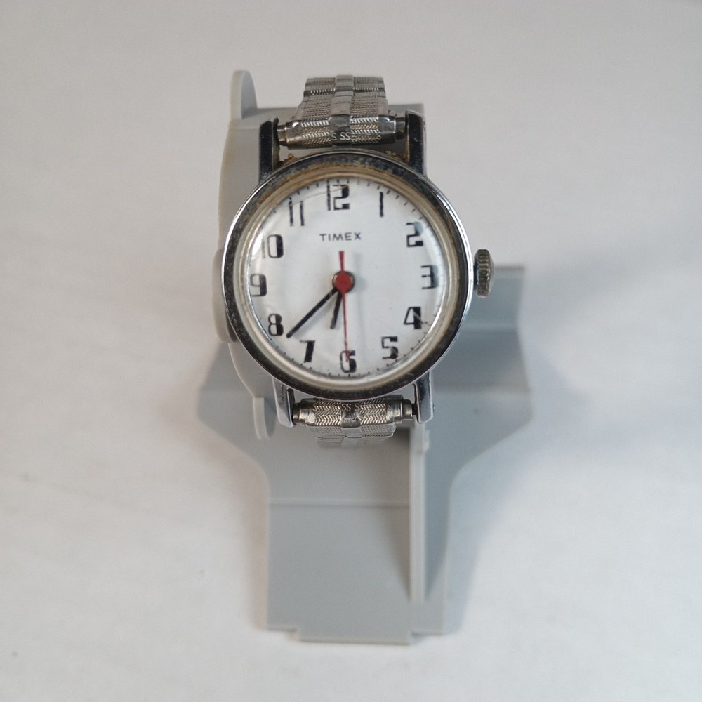 Timex Watch Womens Mechanical Windup Silver Stainless Steel Stretch Band Working